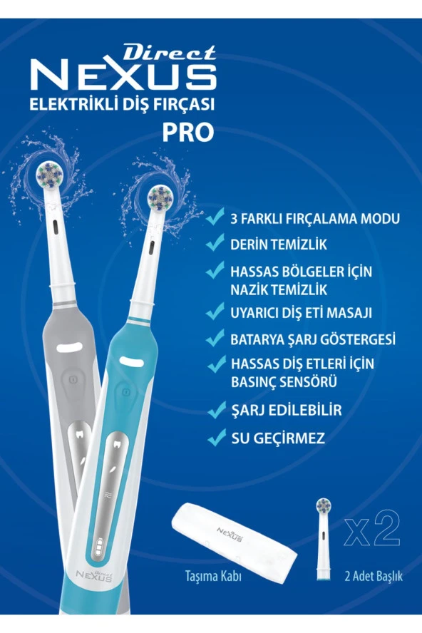 Direct Şarj Edilebilir Elektrikli Diş Fırçası (2 Başlık Dahil Oral-b Uyumlu ) - 2