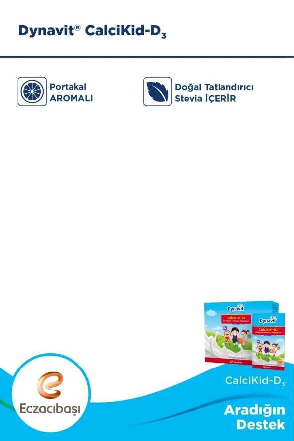 DYNAVİT Calcikid-d3 D3 Vitamini Magnezyum Ve Kalsiyum Içeren Portakal Aromalı Takviye Edici Gıda 30 Toz Saşe - 5