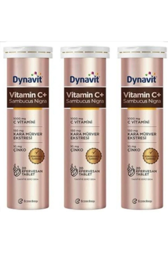 DYNAVİT Vitamin C + Sambucus Nigra 20 Efervesan Tablet 3 Adet