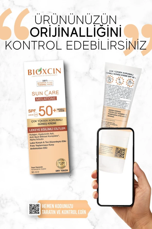 Bioxcin Sun Care Melatone Spf50 Lekeye Eğilimli Ciltler Için Renkli Güneş Kremi 50 ml - Kolajen Dry Touch - 2
