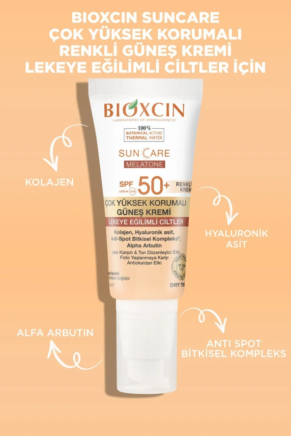 Bioxcin Sun Care Melatone Spf50 Lekeye Eğilimli Ciltler Için Renkli Güneş Kremi 50 ml - Kolajen Dry Touch - 4
