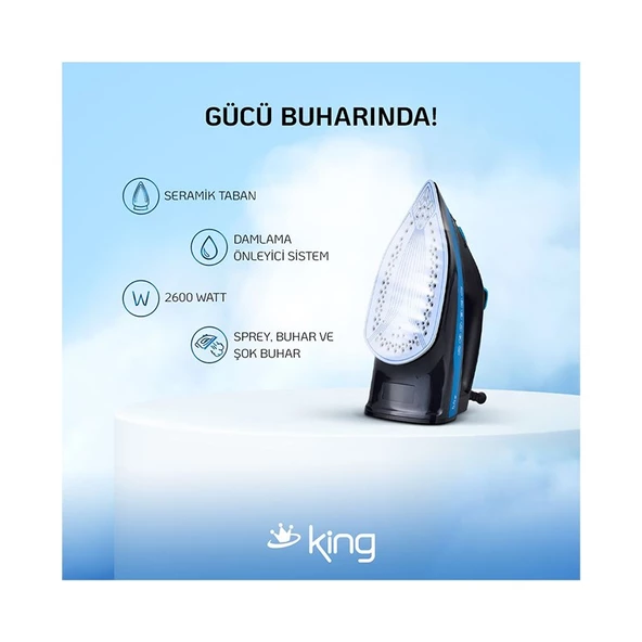 King Larsen KBÜ700 Buharlı Ütü 2600 W Mavi - 4