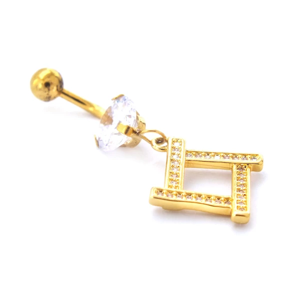 Altın Kaplama Zirkon Taşlı Baklava Piercing PRC-103 - 4