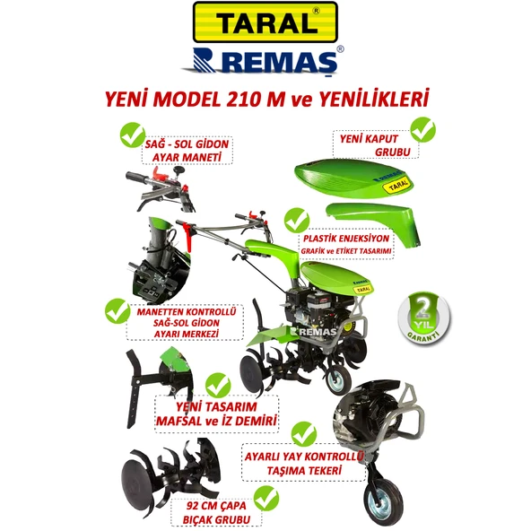 Taral 210 M Şanzımanlı 6.5 HP Çapalama 2 ileri 1 geri Benzinli Çapa Makinesi - 4