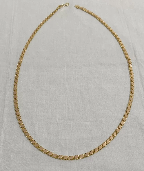 14 Ayar Altın 5 mm Rose Pullu Zincir 60 cm