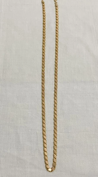 14 Ayar Altın 5 mm Rose Pullu Zincir 60 cm - 2