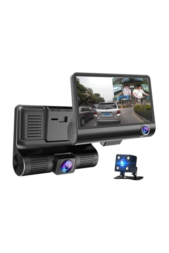 3 Kameralı 1080P Yol Kayıt Araç Kamerası(Türkçe Menü+Geri Görüş+G-Sensör)Üç Kameralı Araç Kamera - 3