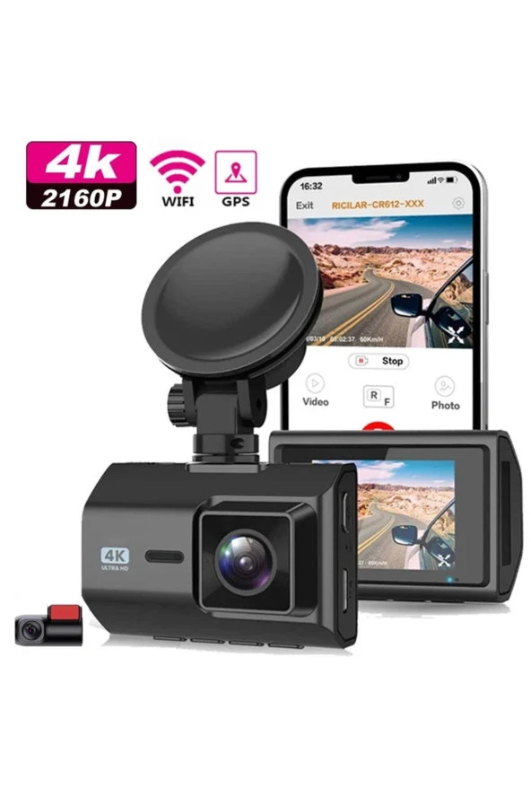 PREMİUM MB-5800 QUAD HD 4K+2K GPS+WİFİ+(TÜRKÇE UYGULAMA) ARAÇ İÇİ KAMERA. AKILLI 4K ARAÇ KAMERASI.