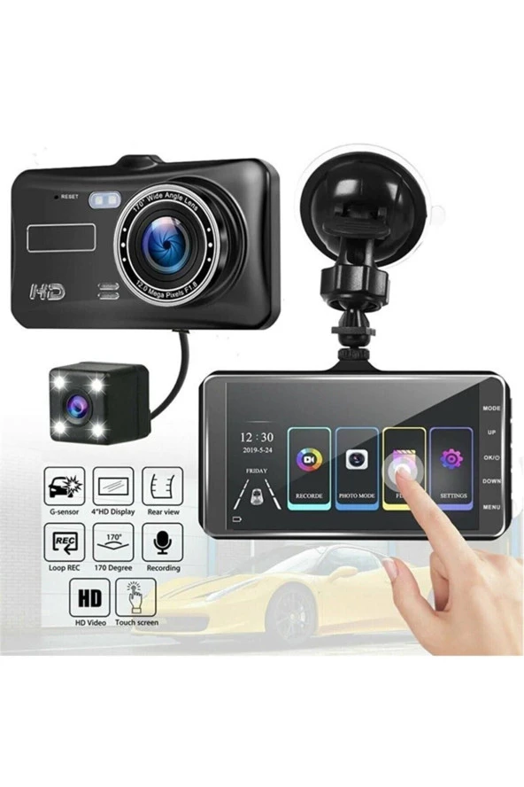 Mb-300 1296p 4" Ips Dokunmatik Ekran Araç Içi Çift Kamera Gece Görüşlü. Araç Kamera. Hafıza Kartlı. - 2