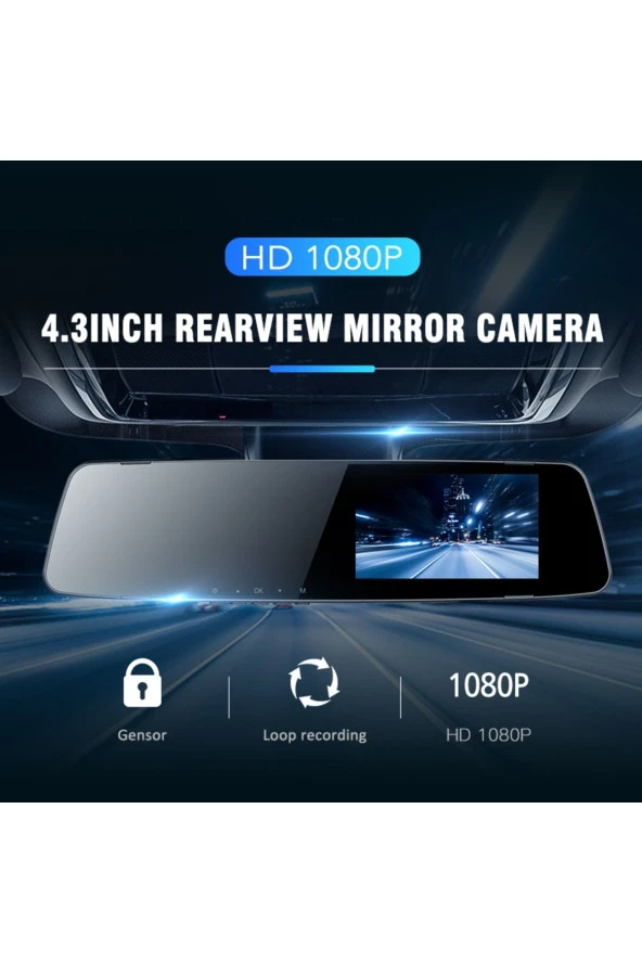 MB-600 FullHD Araç Içi Yol Kayıt Geri Görüş Park Kamerası(GERİ KAMERA+Türkçe Menü)Dikiz Ayna Kamera - 3
