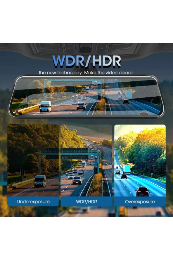 Premium Mb-5200 Wifi ULTRA HD 4K 10 İnç Ayna Kamera (WİFİ+GPS+Türkçe Menü) Çift Kameralı Araç Kamera - 6