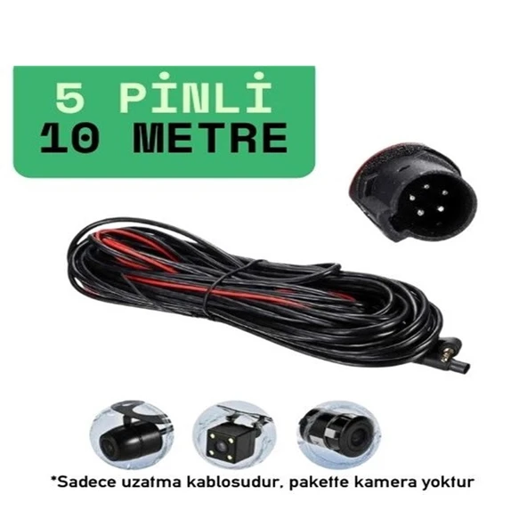 Araç Kamera Kablosu 10m. 5 Pin 2,5 Mm 4 Boğum Araç Kamera Kablosu 10m. - 5