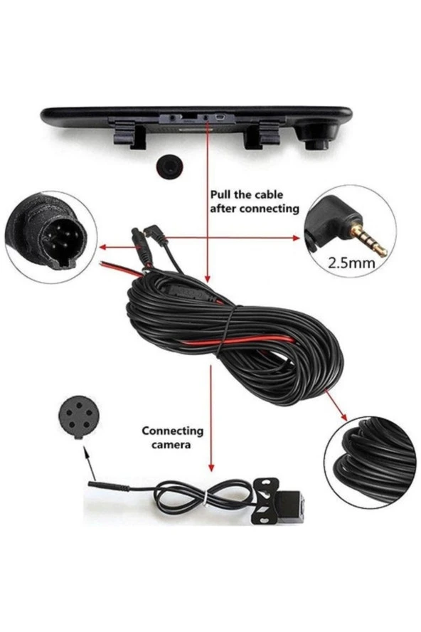 Araç Kamera Kablosu 10m. 5 Pin 2,5 Mm 4 Boğum Araç Kamera Kablosu 10m. - 4