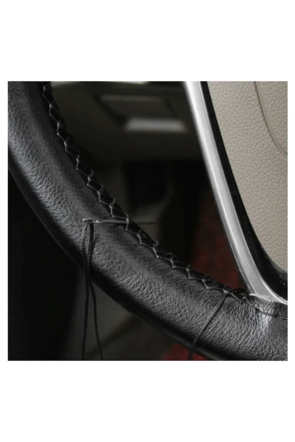 OTO H.İ.T.  OPEL ASTRA J UYUMLU DERİ DİREKSİYON KILIFI KALİTELİ DİKMELİ SİYAH - Resim 2