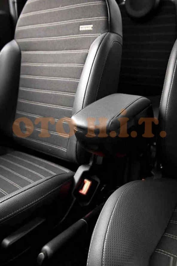 OTO H.İ.T.  Seat Ibiza Uyumlu Kol Dayama Ve Kolçak Sürgülü Bardaklıklı Ayarlanabilir Siyah Deri - Resim 2