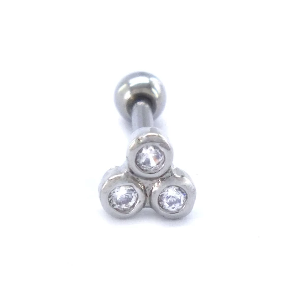 316L Çelik Zirkon Taşlı Üç Top Piercing PRC-200