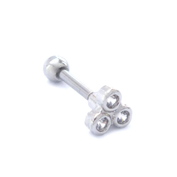 316L Çelik Zirkon Taşlı Üç Top Piercing PRC-200 - 3