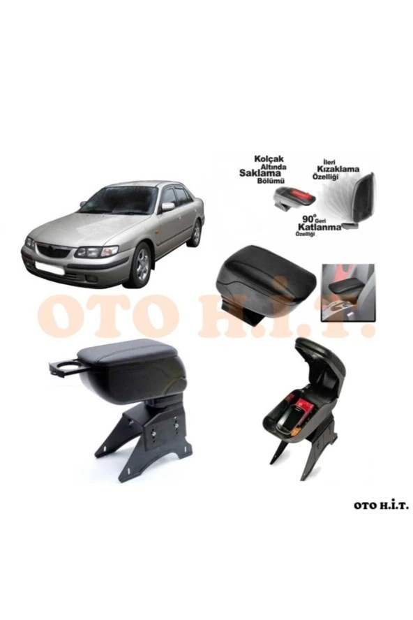 OTO H.İ.T.  Mazda 626 Uyumlu Kol Dayama Ve Kolçak Sürgülü Bardaklıklı Ayarlanabilir Siyah Deri ürün görseli