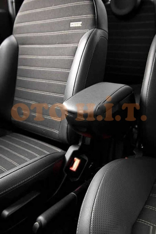 OTO H.İ.T.  Seat Ibiza 2008 Üzeri Uyumlu Kol Dayama Ve Kolçak Sürgülü Bardaklıklı Ayarlanabilir Siyah Deri - Resim 2