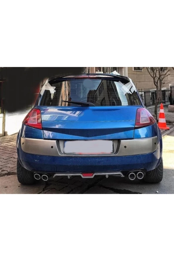 OTO H.İ.T.  RENAULT MEGANE 2 HATCHBACK UYUMLU BODY KİT DİFÜZÖR 4 ÇIKIŞ GRİ YUVARLAK ürün görseli