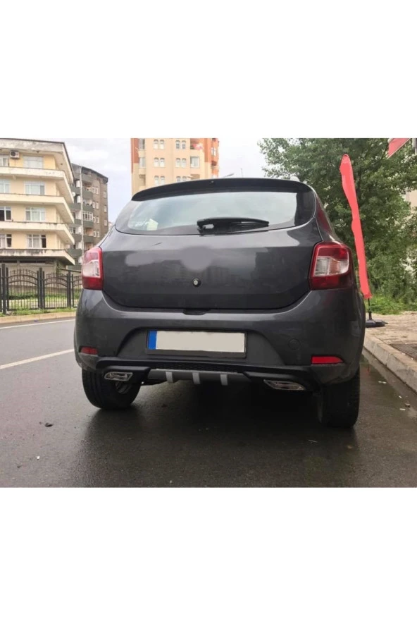OTO H.İ.T.  DACİA SANDERO UYUMLU BODY KİT DİFÜZÖR 2 ÇIKIŞ GRİ KARE