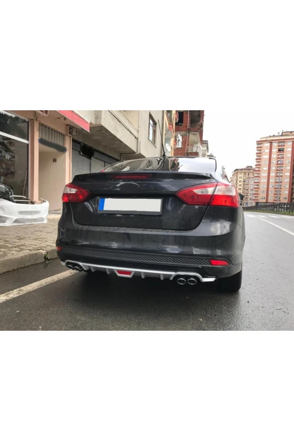 OTO H.İ.T.  FORD FOCUS 3 UYUMLU BODY KİT DİFÜZÖR 4 ÇIKIŞ YUVARLAK GRİ MODEL 1 ürün görseli