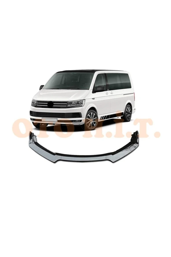 OTO H.İ.T.  Volkswagen Transporter Uyumlu Esnek Ayarlanabilir 3 Parça Kanatlı Piano Black Ön Lip ürün görseli