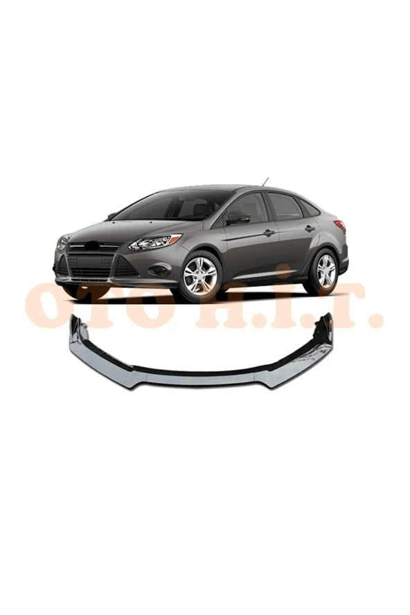 OTO H.İ.T.  Ford Focus 3 Uyumlu Esnek Ayarlanabilir 3 Parça Kanatlı Piano Black Ön Lip ürün görseli