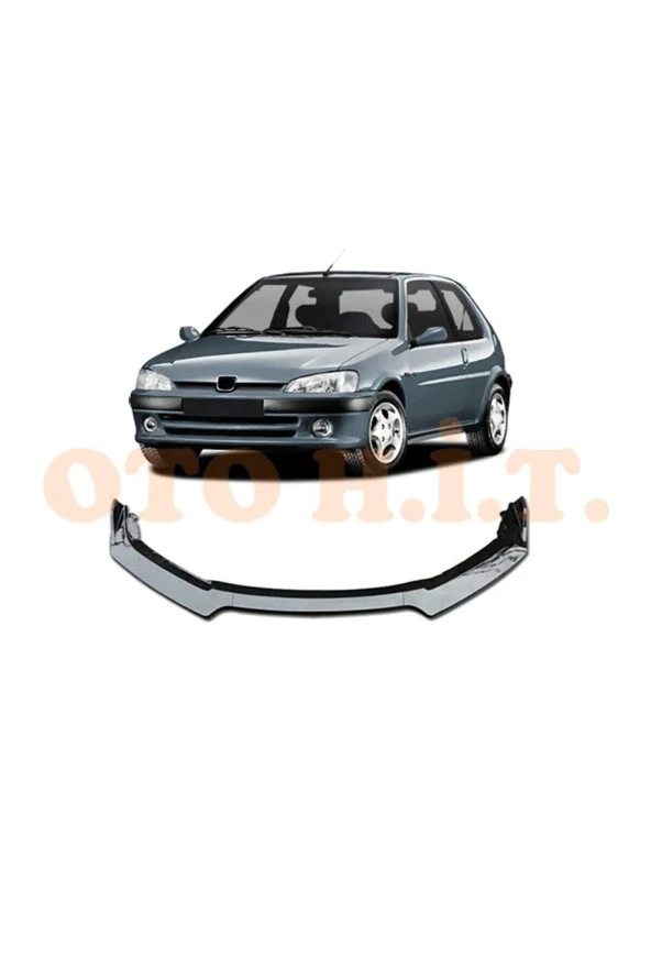 OTO H.İ.T.  Peugeot 106 Uyumlu Esnek Ayarlanabilir 3 Parça Kanatlı Piano Black Ön Lip ürün görseli