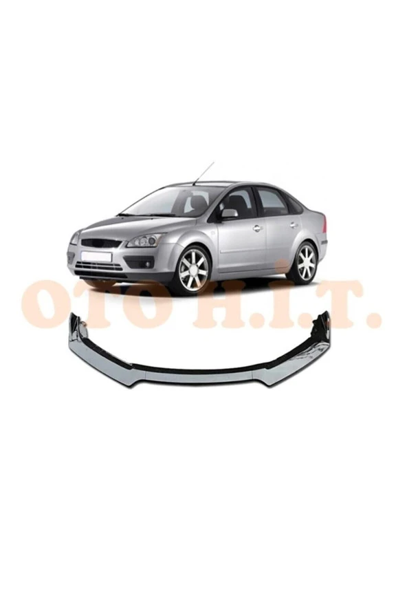 OTO H.İ.T.  Ford Focus 2 Uyumlu Esnek Ayarlanabilir 3 Parça Kanatlı Piano Black Ön Lip