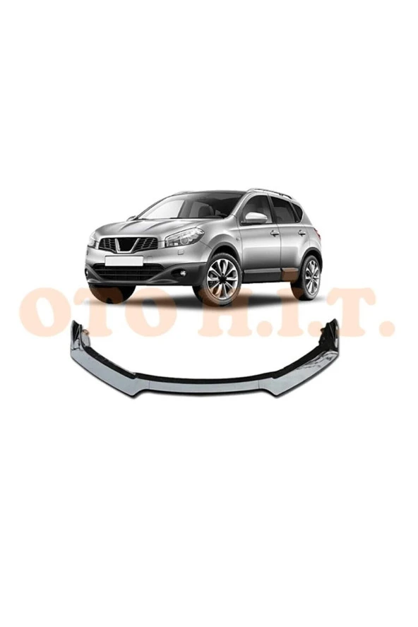 OTO H.İ.T.  Nissan Qashqai 2006-2013 Uyumlu Esnek Ayarlanabilir 3 Parça Kanatlı Piano Black Ön Lip