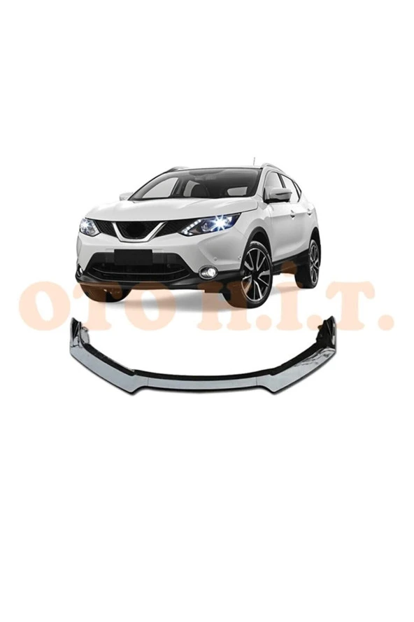OTO H.İ.T.  Nissan Qashqai 2013-2019 Uyumlu Esnek Ayarlanabilir 3 Parça Kanatlı Piano Black Ön Lip