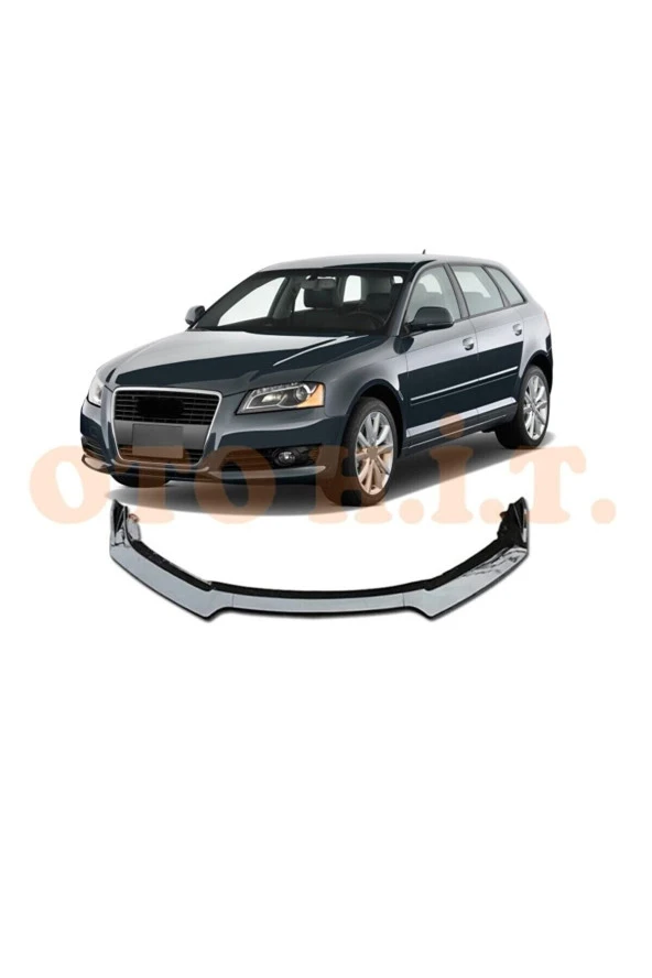 OTO H.İ.T.  Audi A3 2009-2012 Uyumlu Esnek Ayarlanabilir 3 Parça Kanatlı Piano Black Ön Lip ürün görseli