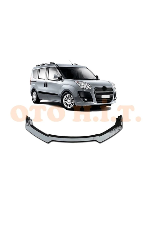 OTO H.İ.T.  Fiat Doblo 3 Uyumlu Esnek Ayarlanabilir 3 Parça Kanatlı Piano Black Ön Lip