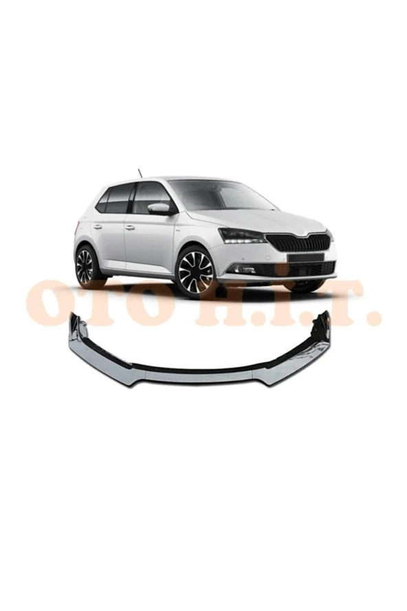 OTO H.İ.T.  Skoda Fabia Uyumlu Esnek Ayarlanabilir 3 Parça Kanatlı Piano Black Ön Lip ürün görseli