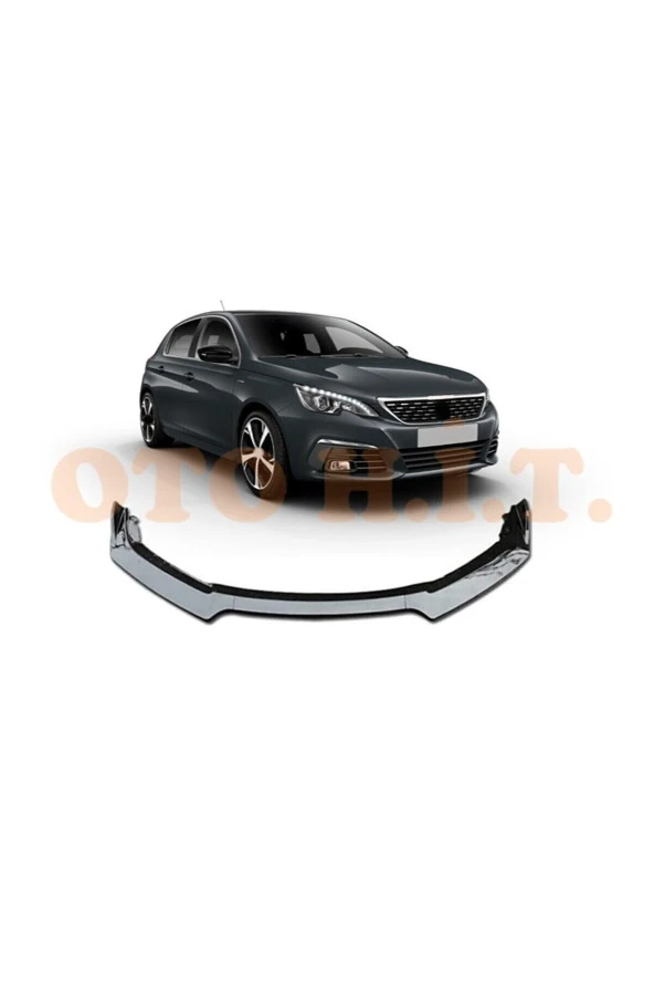 OTO H.İ.T.  Peugeot 308 Uyumlu Esnek Ayarlanabilir 3 Parça Kanatlı Piano Black Ön Lip ürün görseli