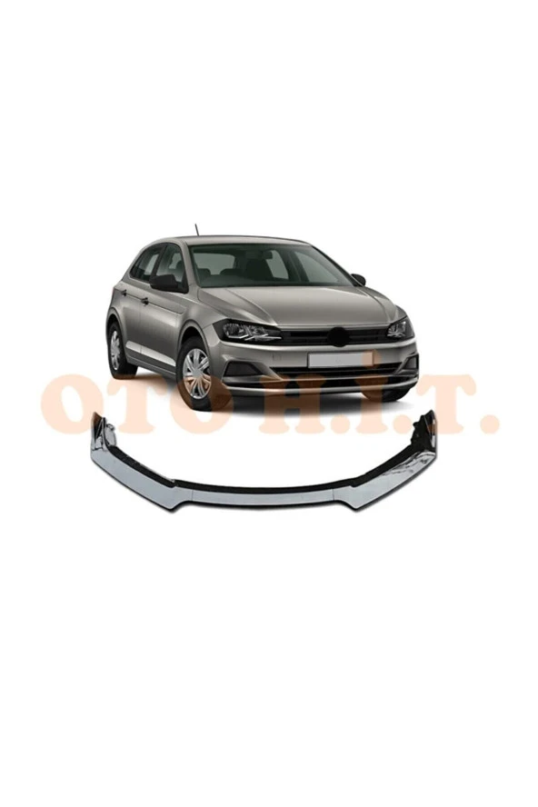 OTO H.İ.T.  Volkswagen Polo Mk4 Uyumlu Esnek Ayarlanabilir 3 Parça Kanatlı Piano Black Ön Lip ürün görseli