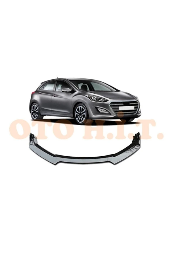 OTO H.İ.T.  Hyundai I30 2012-2016 Uyumlu Esnek Ayarlanabilir 3 Parça Kanatlı Piano Black Ön Lip ürün görseli