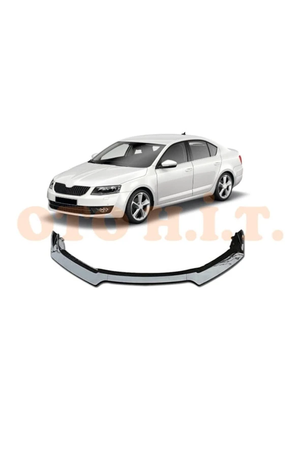 OTO H.İ.T.  Skoda Octavia Uyumlu Esnek Ayarlanabilir 3 Parça Kanatlı Piano Black Ön Lip ürün görseli