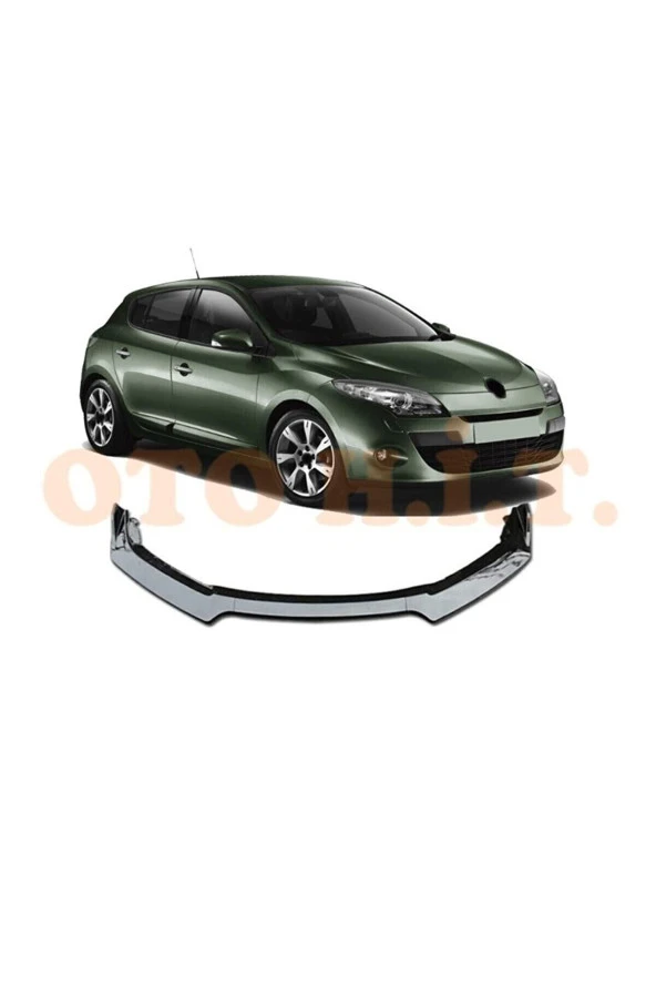 OTO H.İ.T.  Renault Megane 3 Uyumlu Esnek Ayarlanabilir 3 Parça Kanatlı Piano Black Ön Lip ürün görseli