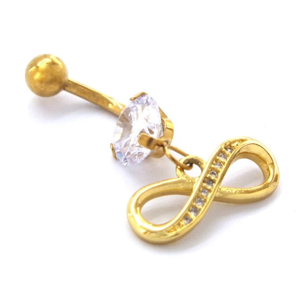 Altın Kaplama Zirkon Taşlı Sonsuzluk Piercing PRC-127 - 4