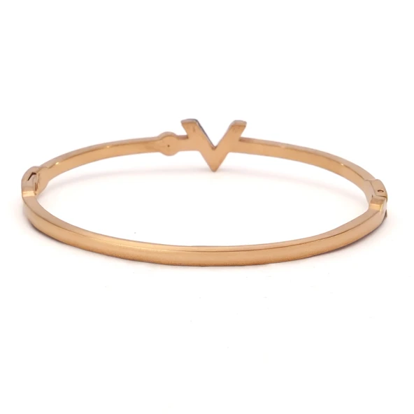 Çelik Kelepçe Bileklik Rose V Harfli BLZ-471 - 3