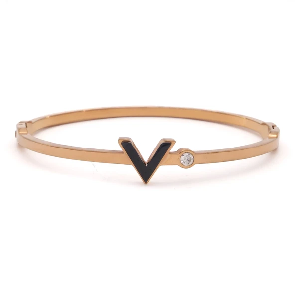 Çelik Kelepçe Bileklik Rose V Harfli BLZ-471