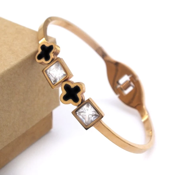 316l Çelik Rose Baget Taşlı Spor Kelepçe - Resim 6