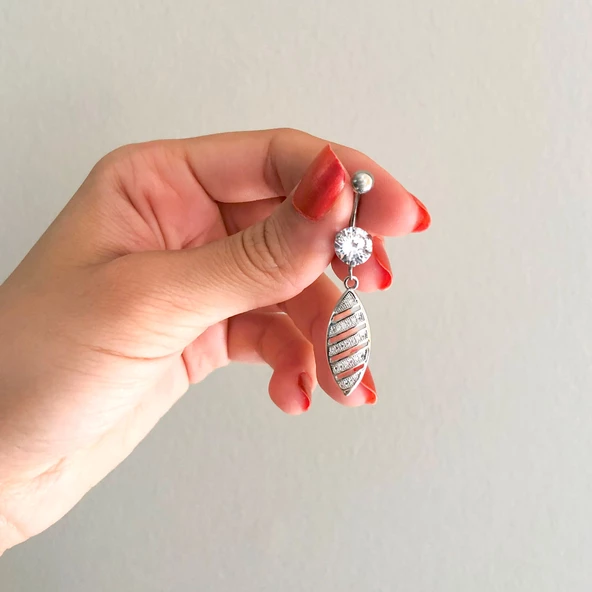 316L Çelik Zirkon Taşlı Piercing PRC-132 - 2