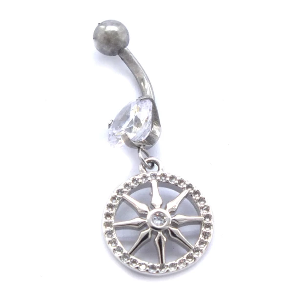 316L Çelik Zirkon Taşlı Yıldızlı Piercing PRC-133 - Resim 4