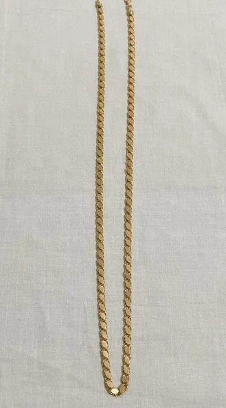 14 Ayar Altın 5 mm Rose Pullu Zincir 55 cm - Resim 2