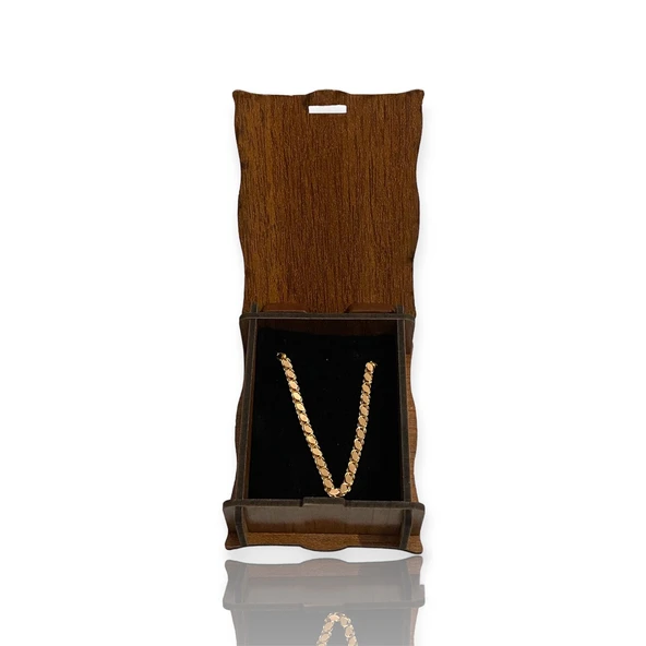 14 Ayar Altın 5 mm Rose Pullu Zincir 55 cm - Resim 3