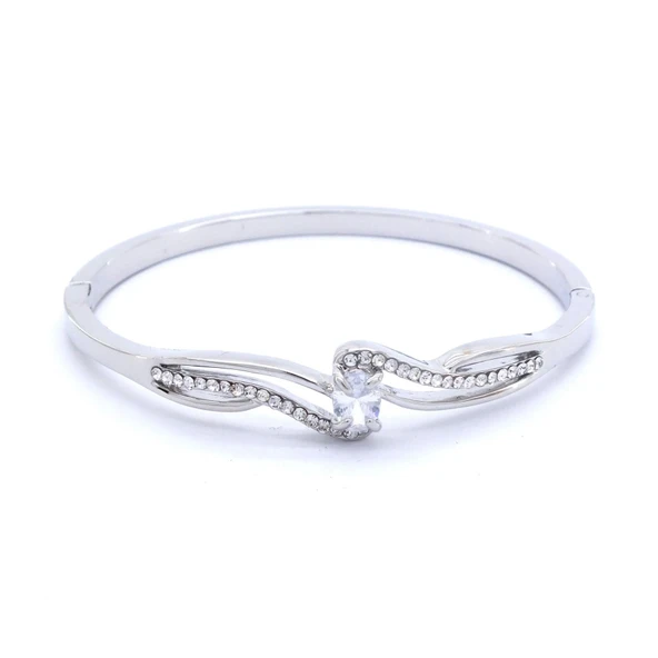 Çelik Kelepçe Bileklik Zirkon Taşlı Model BLZ-286 - Resim 4