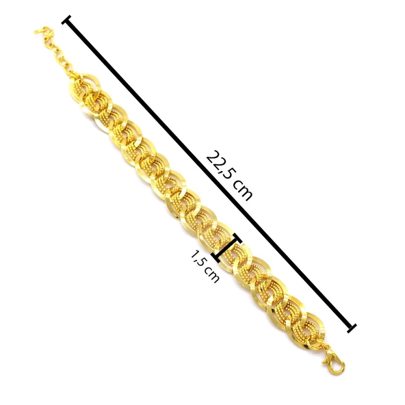 Samanyolu Bileklik 22 Ayar Altın Kaplama Lazerli BLK-997 - Resim 3